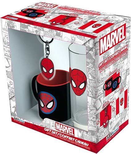Подарочный набор MARVEL Spider-man стакан, брелок, мини чашка Подарочный набор MARVEL Spider-man стакан, брелок, мини чашка