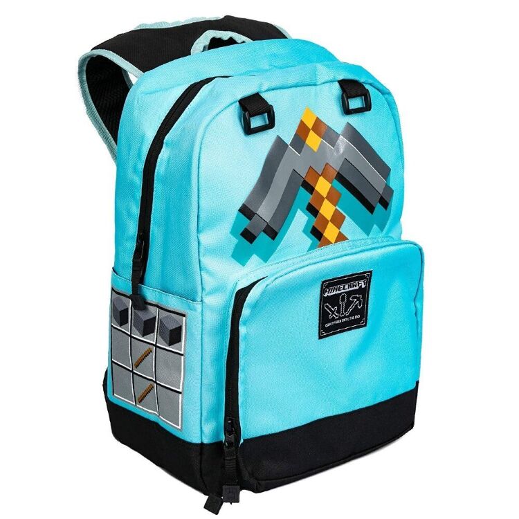 Рюкзак майнкрафт - Minecraft Pickaxe Adventure Kids Backpack (Blue, 17 ") School Рюкзак майнкрафт - Minecraft Pickaxe Adventure Kids Backpack (Blue, 17 ") School